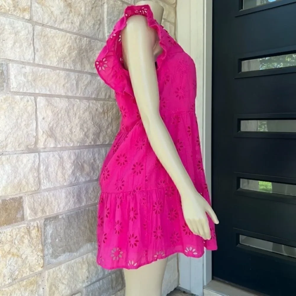 NWOT Women's Fuchsia‎ Pink Eyelet Spring/Summer Babydoll Dress Size Medium